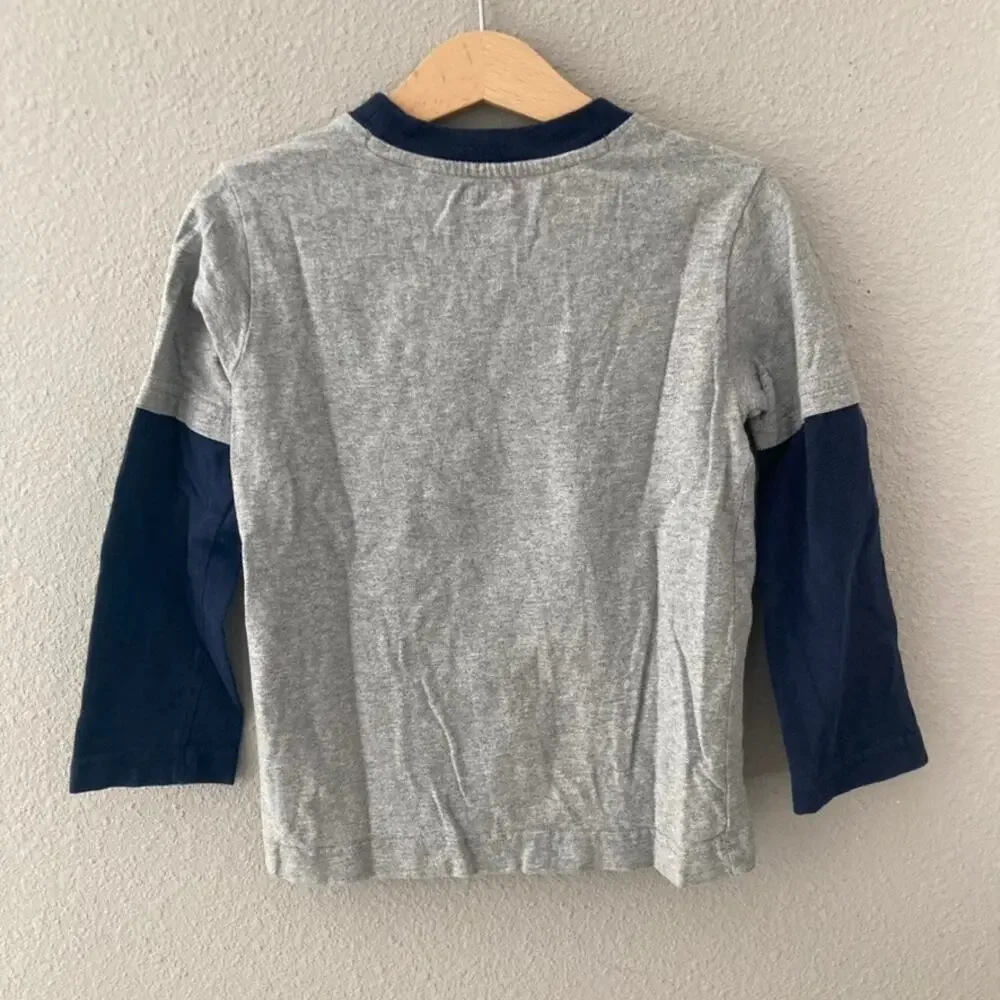 Gymboree Double Sleeve Tee - Football, Pizza - Gray Blue - 4